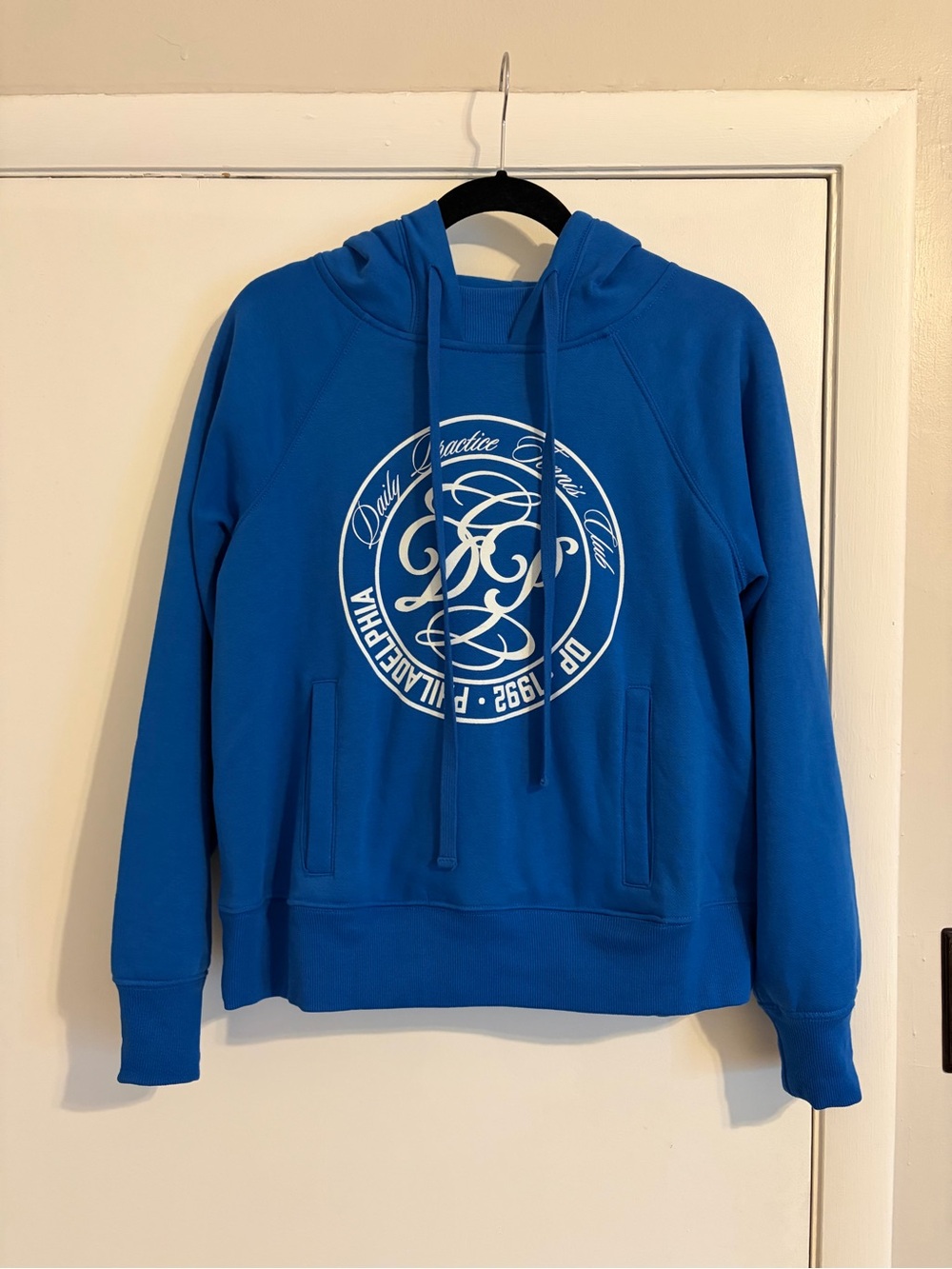 Unbranded Women's Crewneck Hoodie in Blue with White Graphic